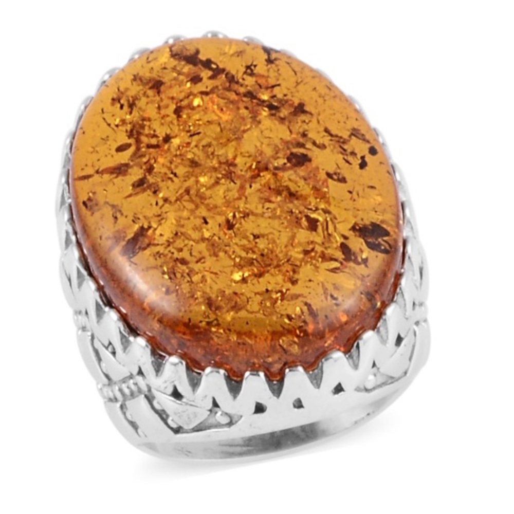 Amazing Amber Cocktail Ring! .925 Sterling! Classy